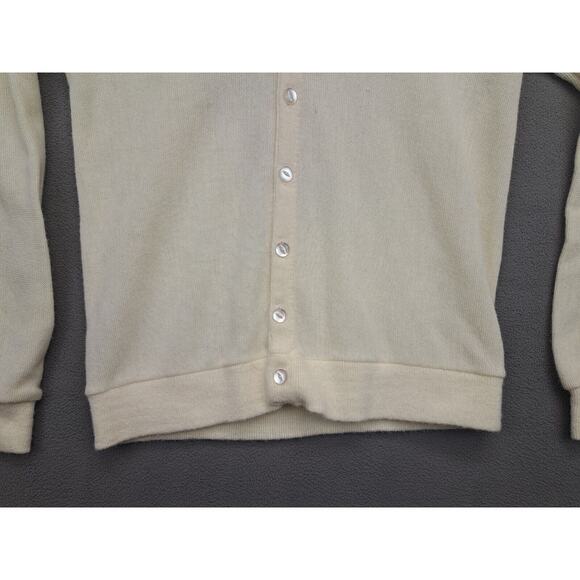 Vintage 70s Challenger Cardigan Sweater Ivory Turtle Logo Acrylic Grandpa M - Picture 5 of 6